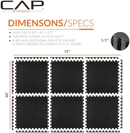 CAP Puzzle Exercise Mats | 1/2” Thick EVA Interlocking Foam Tiles - Image 4