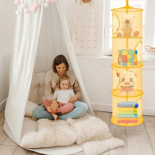 2Pcs Hanging Stuffed Animal Storage Hammock 4 Tiers - Image 4