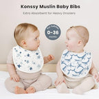 Konssy 8-Pack Muslin Baby Bibs, Adjustable Fit - Image 3