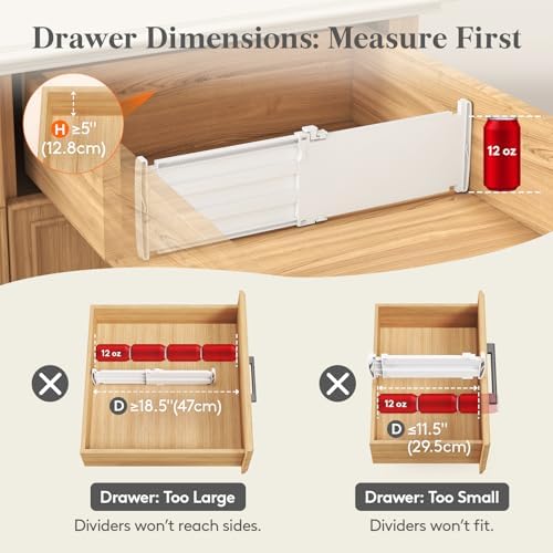 Lifewit 5" Tall Drawer Dividers, Adjustable Deep Drawer Organizer Clothes - Image 6