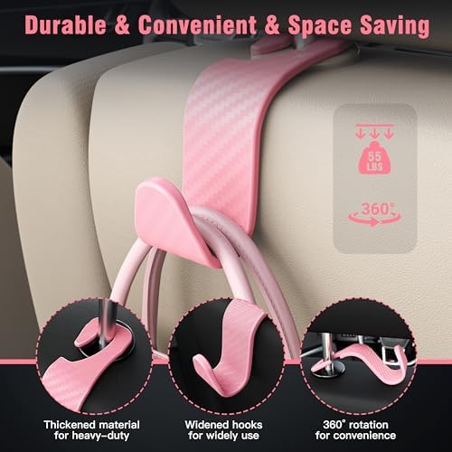 4-Pack Car Headrest Hooks Holds 55lbs Seat Storage Organizer - Image 5