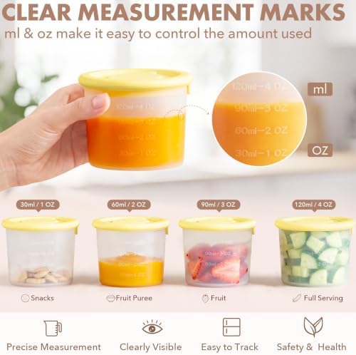 URMYWO 6 Pack Silicone Baby Food Containers, 4 oz Portion Storage Containers - Image 4