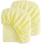 NTBAY Mini Crib Muslin Fitted Sheets, 2 Pack, 24 x 38, Light Yellow by NTBAY