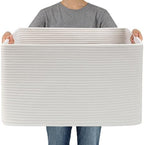 JMvicyroam 65L Large Woven Cotton Rope Blanket Basket by JMvicyroam
