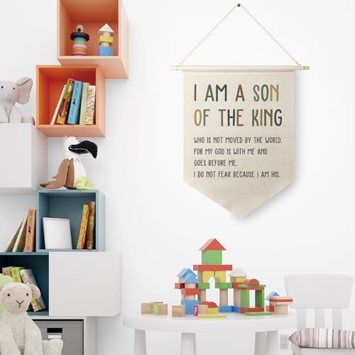 Qpenm I Am a Son of the King Hanging Wall Canvas Banner, Encourage Quote - Image 2