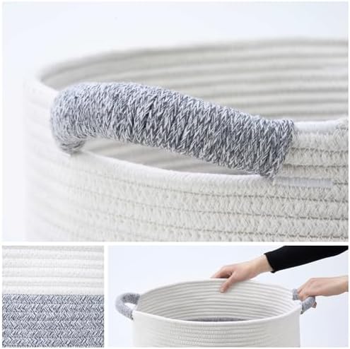 Blanket Basket for Living Room, Woven Rope Storage Basket - Image 2