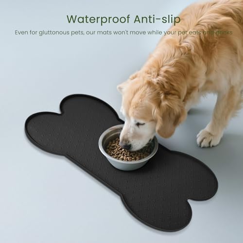 PWTAA Dog Food Mat Anti-Slip Silicone Dog Bowl Mat Thicker Pet Placemat - Image 3