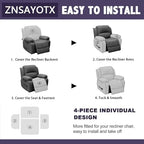 ZNSAYOTX Stretch Velvet Recliner Cover 4-Pieces, Thick Soft Recliner Chair - Image 7