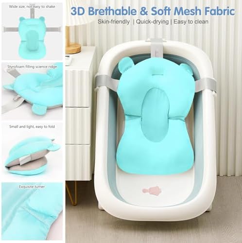 Colorlife Baby Bath Seat Support Net Infant Bathing Seat Support Mat, - Image 3