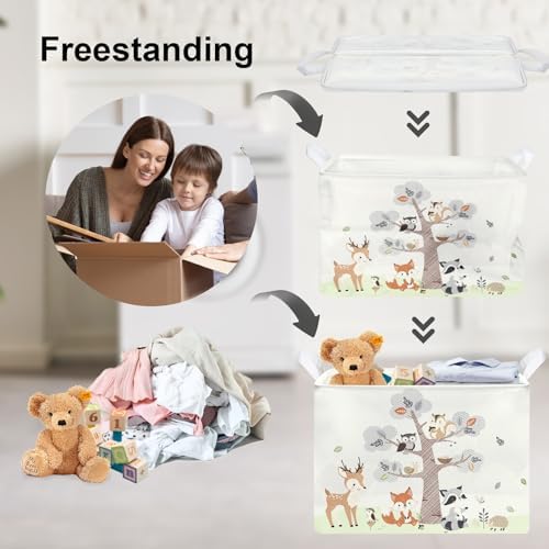 Clastyle 36L Large Woodland Animal Tree House Baby Basket Rectangle Deer Fox - Image 3