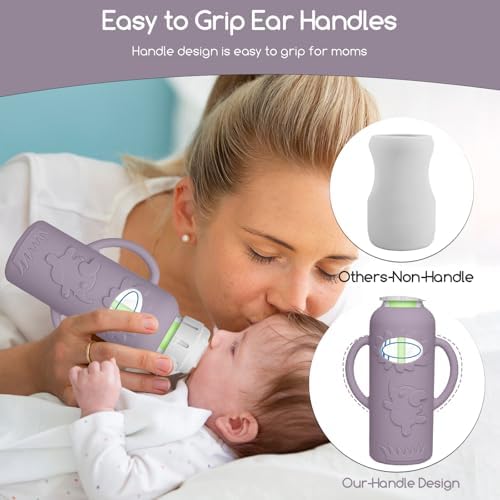 4 Pack Silicone Sleeves for Dr. Brown's Glass Baby Bottles, Anti Breakage Baby - Image 3