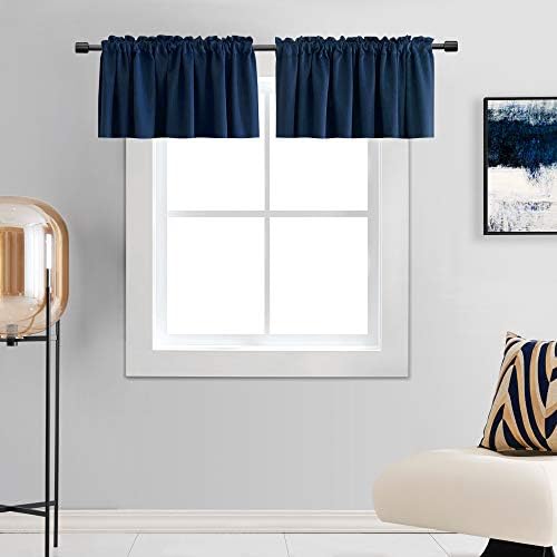 DONREN 2 Panels Navy Blue Blackout Valances by DONREN