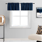 DONREN 18 Inch Long Navy Blue Blackout Curtain Valances by DONREN