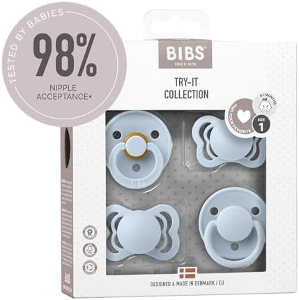 BIBS Try-It Collection | 4-Pack Soothers | BPA-Free Round, Anatomical & by BIBS