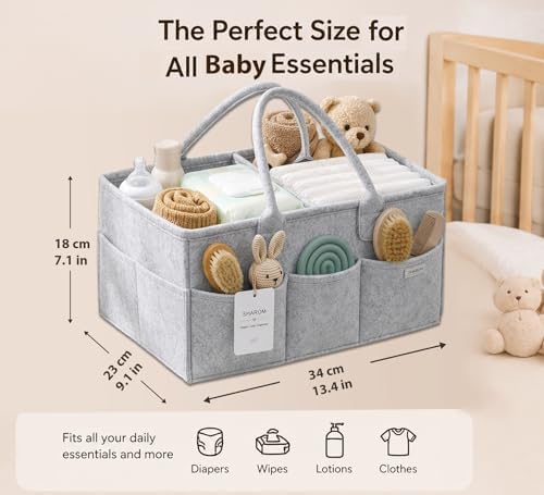 SHAROM Diaper Caddy Organizer for Baby, Portable Diaper Caddy Basket, Felt Baby - Image 2