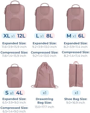 BAGSMART 6 Set Compression Packing Cubes, Travel Luggage Organizer Bags - Image 2