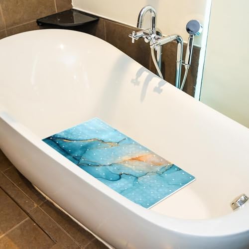 Shower Mat Non Slip 26.8 x 15.1 Inches, Marble Texture Bathtub Mat Shower Stall - Image 5