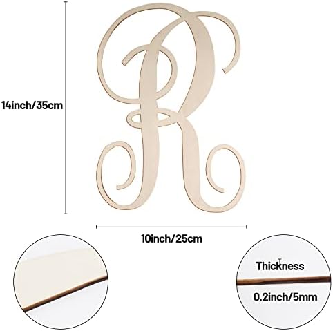 Cursive Wooden Letters R for Wall Decor Large Wood Monogram Letters 14 Inch - Image 2