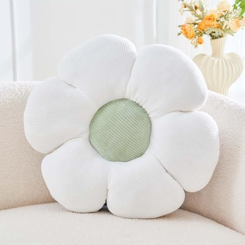 Kcvvcr White Flower Pillow, 19.6" Cute Flower Shaped Floor Pillow, Aesthetic by Kcvvcr