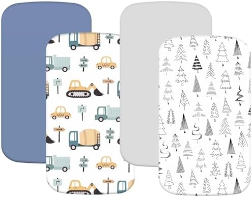 4 Pack Bassinet Fitted Sheets Compatible by Haleeone