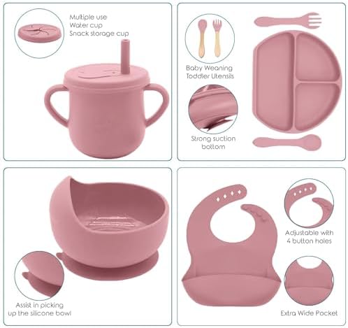 100% Silicone Baby Feeding Set, BPA Free Baby Dishes Set - Image 4