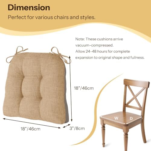 Chair Cushions for Dining Chairs Set of 4, Cappuccino - Image 2