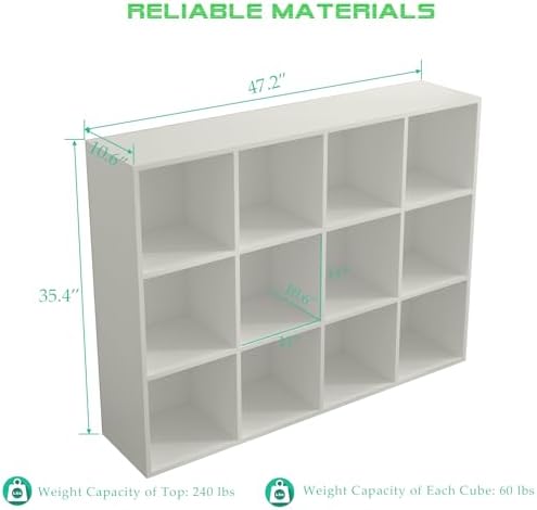 OSCHF 12-Cube Storage Shelf Bookcase, Warm White - Image 3