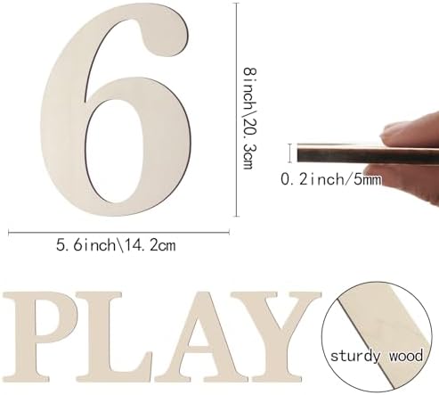 Wooden Numbers 8 Inch Large Paintable Wood Number 6 - Image 2