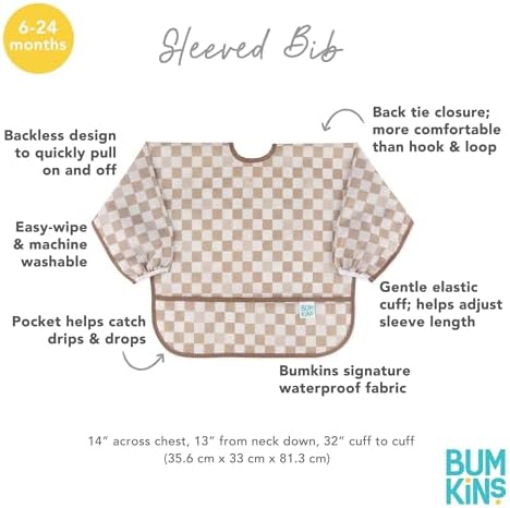 Bumkins Sleeved Bib for Girl or Boy, Baby and Toddler for 6-24 Mos, Essential - Image 5