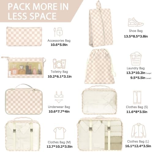 KPX 8 Set Packing Cubes for Travel, Luggage Packing Organizers Accessories - Image 2