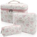Gosect Quilted Makeup Bag Set, Cute Cotton Makeup Bags, Flower Travel Toiletry by Gosect