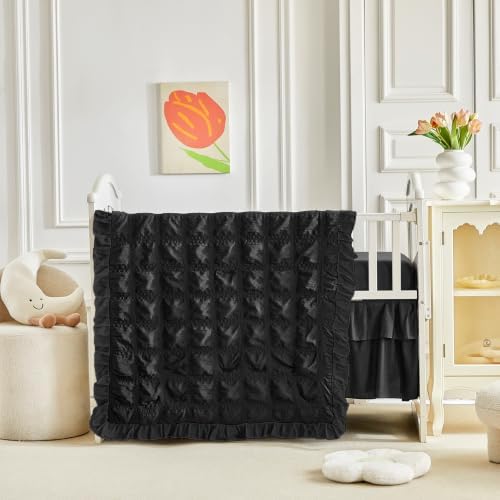 Ruffled Crib Bedding Set Baby Boho Quilted Comforter - Image 3