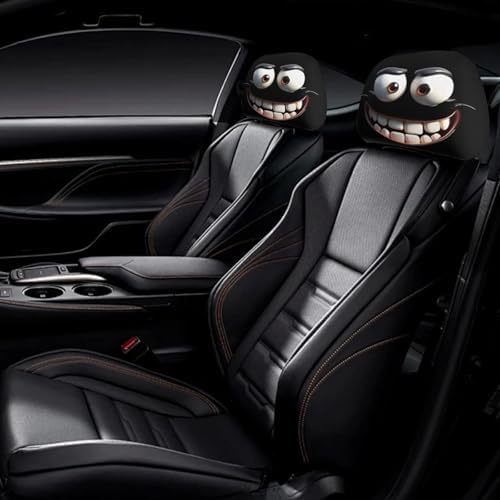 2PCS Funny Cartoon Car Headrest Covers, Cute Funny Cartoon Eyes Car Seat Head - Image 4
