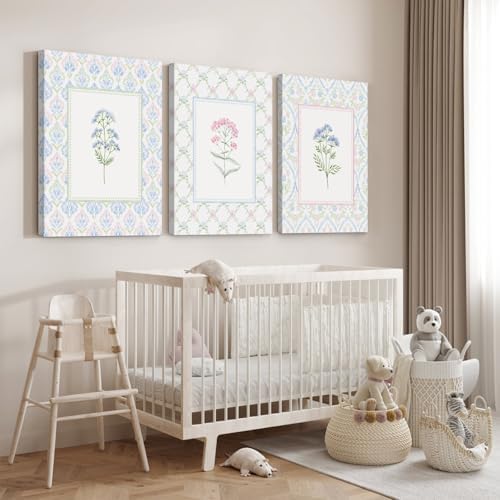 Wildflower Nursery Wall Art Decor Baby Girl Room Canvas Prints Pastel Floral - Image 4