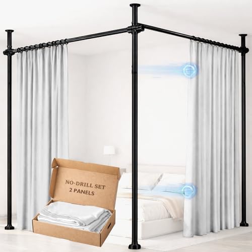 Room Divider Curtain Set-No Drilling Curtain Rod Set, Privacy Curtains by gonnrly