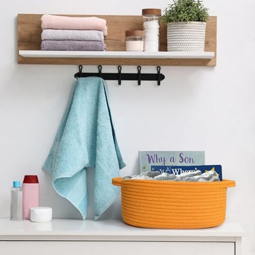 MEGASKET Orange Woven Basket, Cute Cotton Rope Cat Dog Toy Bin Box, Small Woven - Image 4