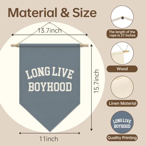 Long Live Boyhood Wall Hanging Banner, Minimalist Room Decor - Image 5