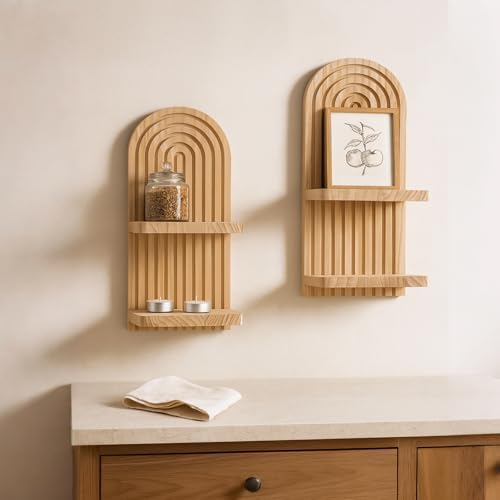 Artilady Boho Shelf Wall Decor, Wood Hanging Shelves - Image 4