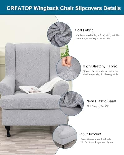 CRFATOP Wingback Chair Covers Stretch Armchair Slipcovers - Image 2