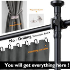 Room Divider Curtain Set-No Drilling Curtain Rod Set, Curtains - Image 3