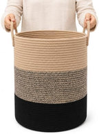 OrganiHaus Tall Cotton Rope Laundry Basket & Hamper, Blanket Storage 52L by OrganiHaus