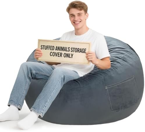 Lukeight Stuffed Animal Storage Bean Bag Chair Cover by Lukeight