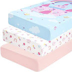 PHF 3 Pack Soft Castle Crib Sheets Fitted, Comfy Breathable Baby Sheets by PHF