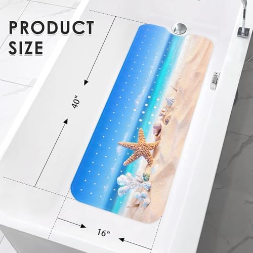 Bathtub Shower Mat 40X16 Inch, for Toddler, Beach Golden - Image 2