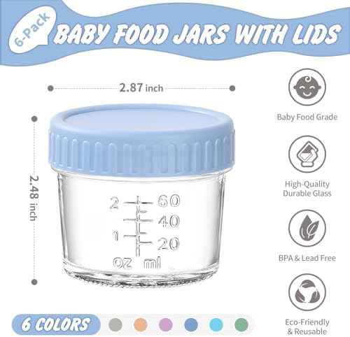 DRKIO 6 pcs Baby Food Storage Containers 4 Oz Small Glass Jars - Image 2