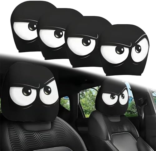 2PCS Funny Cartoon Car Headrest Covers, Cute Funny Cartoon Eyes Car Seat Head by SSFUN