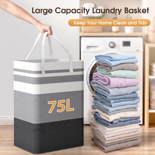 HomeHacks 2 Pack Large Laundry Baskets, Laundry Hampers Bags - Image 5