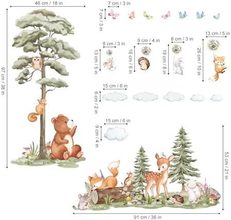 decalmile Forest Animals Tree Bear Deer Fox Wall Decals Stickers - Image 4