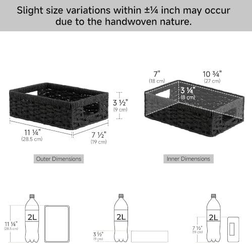 StorageWorks Wicker Baskets for Organizing, Paper Rope Black Baskets - Image 3