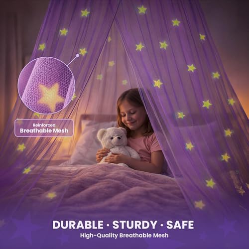 Bollepo Purple Bed Canopy for Girls - Image 4